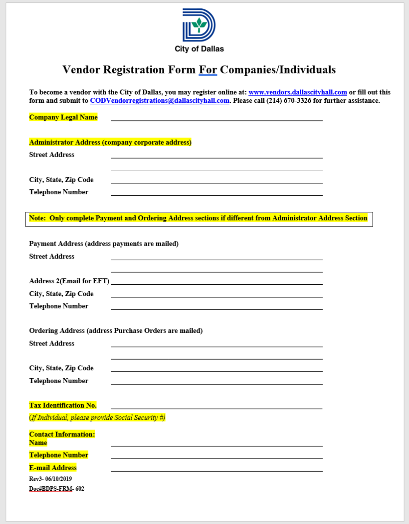 Vendor Registration